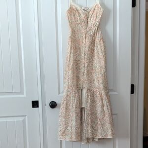 Astr Floral Dress in Cream and Pink
